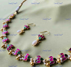 VeroniQ Trends-Lotus Floral Kundan Polki Choker Necklace Polki-Gold Plated-Wedding Jewelry-Punjabi Jewelry-South Indian-Thappa Jewelry