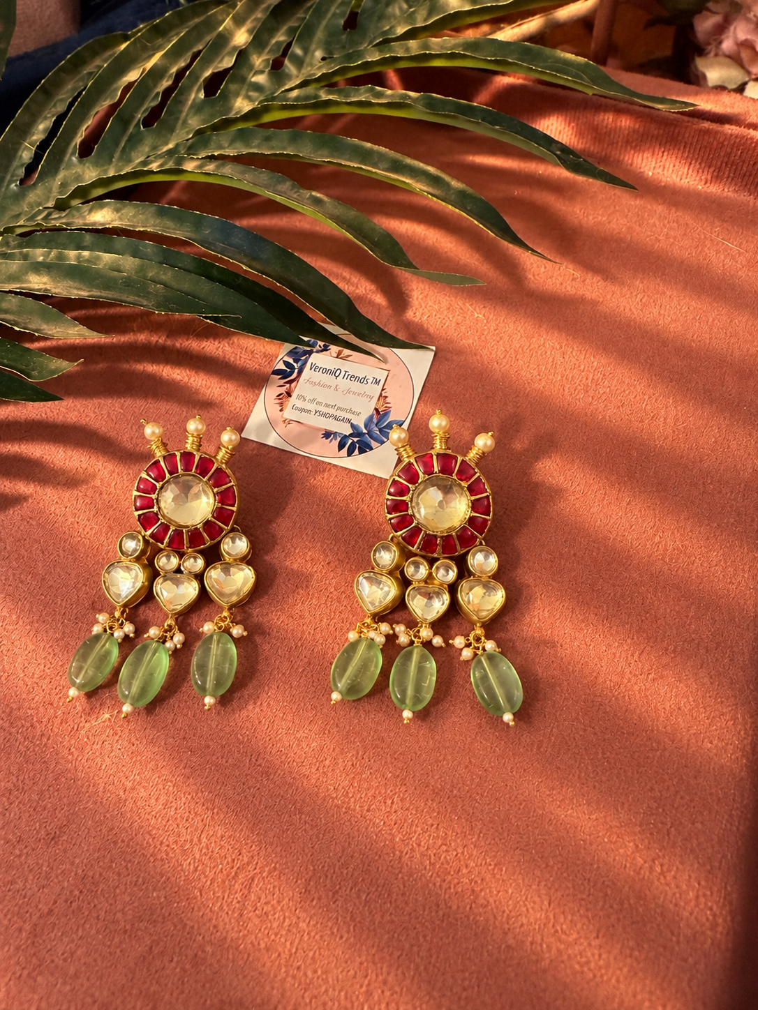 VeroniQ Trends-Beautiful Gold Plated Chandbali Earrings in Kundan and Pearls- Earrings