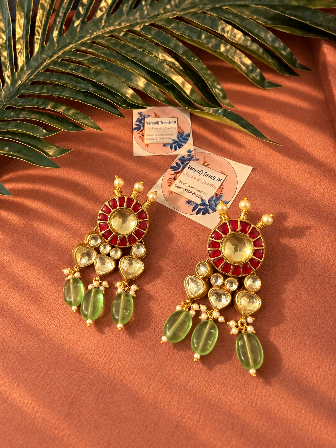 VeroniQ Trends-Beautiful Gold Plated Chandbali Earrings in Kundan and Pearls- Earrings