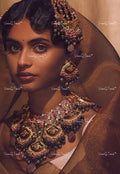 VeroniQ Trends-Bridal Bold Statement Gold Plated Green Meenakari Kundan Choker Necklace Kundan-Gold Plated-Wedding Jewellery-Punjabi Jewellery-South Indian-Thappa Jewellery