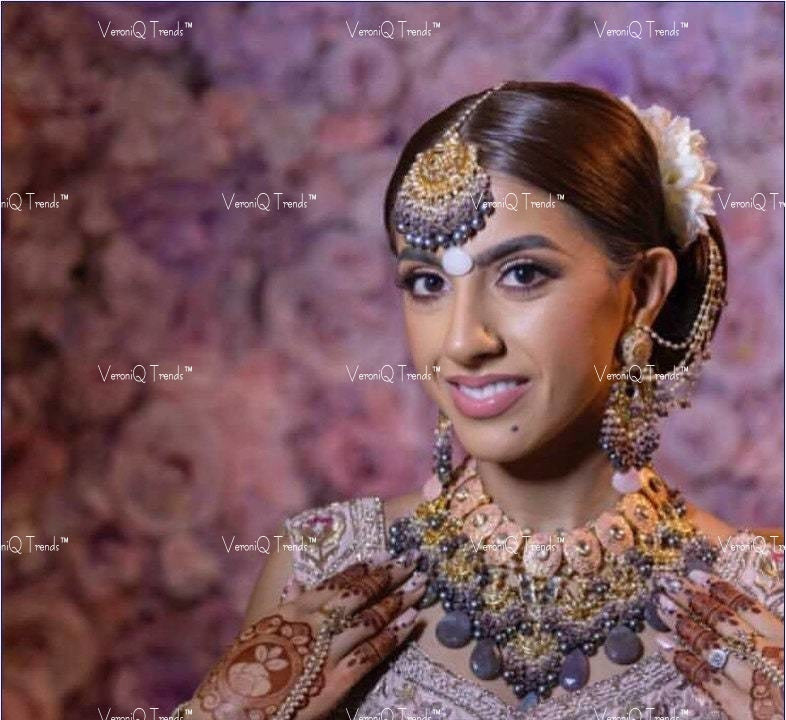 VeroniQ Trends-Bridal Bold Statement Gold Plated Pink Meenakari Kundan Choker Necklace Kundan-Gold Plated-Wedding Jewellery-Punjabi Jewellery-South Indian-Thappa Jewellery
