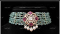 VeroniQ Trends-Cocktail Party Wear Victorian Multistrand  Ruby And Polki Silver Choker Necklace 92.5 Silver Moissanite Diamond Polki-Ruby Stone-Gold Plated-Wedding Jewellery-Punjabi Jewellery-South Indian-Thappa Jewellery