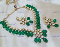 VeroniQ Trends-Designer Gold Plated Faux Emerald Green Gemstone Kundan Necklace Set Kundan-Gold Plated-Wedding Jewellery-Punjabi Jewellery-South Indian-Thappa Jewellery