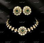 VeroniQ Trends-Elegant Gold Plated Kundan Choker Necklace Kundan-Gold Plated-Wedding Jewelry-Punjabi Jewelry-South Indian-Thappa Jewelry