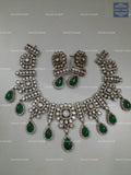 VeroniQ Trends-Victorian Polki Bridal Necklace Green Quartz Stone -Gold Plated-Wedding Jewellery-Punjabi Jewellery-South Indian-Thappa Jewellery