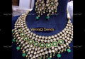 VeroniQ Trends-Traditional Bridal Gold Plated Kundan Green Meenakari Polki Necklace Kundan-Gold Plated-Wedding Jewellery-Punjabi Jewellery-South Indian-Thappa Jewellery