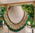 VeroniQ Trends-Traditional Gold Plated Kundan With Semi Percious Green Beads Necklace Kundan-Gold Plated-Wedding Jewellery-Punjabi Jewellery-South Indian-Thappa Jewellery