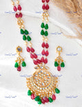 VeroniQ Trends-Elegant Multicolor Beads Double Line Meenakari And Kundan Necklace Kundan-Gold Plated-Wedding Jewellery-Punjabi Jewellery-South Indian-Thappa Jewellery