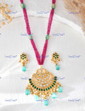 VeroniQ Trends-Beautiful Gold Plated Multistrand Pink Kundan And Meenakari Long Necklace Kundan-Gold Plated-Wedding Jewellery-Punjabi Jewellery-South Indian-Thappa Jewellery