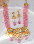 VeroniQ Trends-South Indian Style Pink Gold Plated Multistrand Kundan And Meenakari Necklace Kundan-Gold Plated-Wedding Jewellery-Punjabi Jewellery-South Indian-Thappa Jewellery