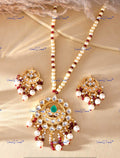 VeroniQ Trends-Beautiful Gold Plated Pearl Mala Meenakari And Kundan Chandbali Pendant Necklace Kundan-Gold Plated-Wedding Jewellery-Punjabi Jewellery-South Indian-Thappa Jewellery