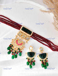 VeroniQ Trends-Beautiful Gold Plated Multistrand Meenakari And Kundan Choker Necklace Kundan-Gold Plated-Wedding Jewellery-Punjabi Jewellery-South Indian-Thappa Jewellery