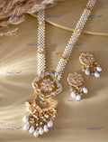 VeroniQ Trends-Beautiful White Pearl Meenakari And Kundan Long Necklace Kundan-Gold Plated-Wedding Jewellery-Punjabi Jewellery-South Indian-Thappa Jewellery
