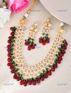 VeroniQ Trends-Beautiful Layered Beaded Heavy Kundan And Meenakari Necklace Kundan-Gold Plated-Wedding Jewelry-Punjabi Jewelry-South Indian-Thappa Jewelry