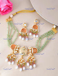 VeroniQ Trends-Traditional Multistrand Meenakari And Heavy Kundan Choker Necklace With Pearl Drop Kundan-Gold Plated-Wedding Jewellery-Punjabi Jewellery-South Indian-Thappa Jewellery