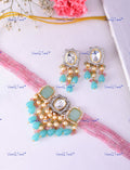 VeroniQ Trends-Beautiful Pink Multistrand Meenakari And Kundan Choker Necklace With Quatrz Beads Kundan-Gold Plated-Wedding Jewellery-Punjabi Jewellery-South Indian-Thappa Jewellery