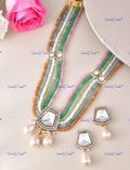 VeroniQ Trends-Beautiful Multicolor Layered Pearl Meenakari And Kundan Long Necklace Kundan-Gold Plated-Wedding Jewellery-Punjabi Jewellery-South Indian-Thappa Jewellery
