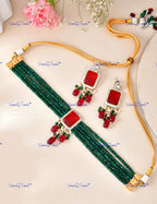 VeroniQ Trends-Elegant Choker Layered Meenakari And Kundan Necklace Kundan-Gold Plated-Wedding Jewelry-Punjabi Jewelry-South Indian-Thappa Jewelry