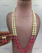 VeroniQ Trends-Beautiful Jade Beads Mala with Shell Pearl Long Necklace Kundan-Gold Plated-Wedding Jewelry-Punjabi Jewelry-South Indian-Thappa Jewelry