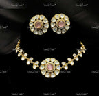 VeroniQ Trends-Elegant Gold Plated Kundan Choker Necklace Kundan-Gold Plated-Wedding Jewelry-Punjabi Jewelry-South Indian-Thappa Jewelry