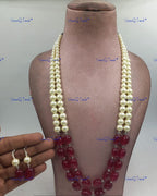 VeroniQ Trends-Beautiful Jade Beads Mala with Shell Pearl Long Necklace Kundan-Gold Plated-Wedding Jewelry-Punjabi Jewelry-South Indian-Thappa Jewelry