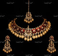 VeroniQ Trends-Traditional Gold Plated Red Meenakari Kundan Choker Necklace Kundan Polki-Gold Plated-Wedding Jewellery-Punjabi Jewellery-South Indian-Thappa Jewellery