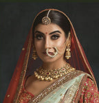 VeroniQ Trends-Handmade Pachi Kundan Choker Necklace With Kemp Stones & Shell Pearls-Earrings-South Indian-Punjabi Jewelry-Polki Kundan