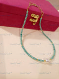 VeroniQ Trends-Gold Plated Shell Barbeque Pearl Turquoise Blue Beads Kundan Necklace Kundan-Gold Plated-Wedding Jewellery-Punjabi Jewellery-South Indian-Thappa Jewellery