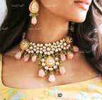 VeroniQ Trends-Beautiful Bridal Floral Gold Plated Heavy Kundan And Meenakari Necklace Kundan-Gold Plated-Wedding Jewelry-Punjabi Jewelry-South Indian-Thappa Jewelry