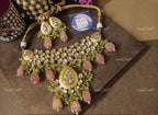 VeroniQ Trends-Beautiful Bridal Floral Gold Plated Heavy Kundan And Meenakari Necklace Kundan-Gold Plated-Wedding Jewelry-Punjabi Jewelry-South Indian-Thappa Jewelry