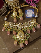 VeroniQ Trends-Beautiful Bridal Floral Gold Plated Heavy Kundan And Meenakari Necklace Kundan-Gold Plated-Wedding Jewelry-Punjabi Jewelry-South Indian-Thappa Jewelry
