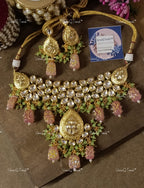 VeroniQ Trends-Beautiful Bridal Floral Gold Plated Heavy Kundan And Meenakari Necklace Kundan-Gold Plated-Wedding Jewelry-Punjabi Jewelry-South Indian-Thappa Jewelry