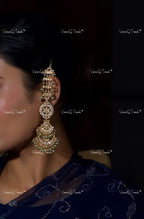 VeroniQ Trends-Traditional Gold Plated Pachi Kundan Chandbali Earrings Pachi Kundan-Gold Plated-Wedding Jewelry-Punjabi Jewelry-South Indian-Thappa Jewelry