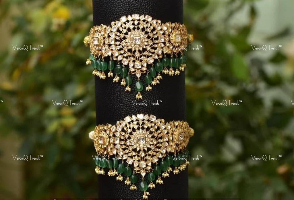 VeroniQ Trends-Traditional Kundan Jadau Gold Plated Pachi Kundan Choker Necklace Pachi Kundan-Gold Plated-Wedding Jewellery-Punjabi Jewellery-South Indian-Thappa Jewellery