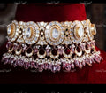 VeroniQ Trends-Traditional Chandbali Drops Silver Choker Necklace 92.5 Silver Moissanite Diamond Polki-Gold Plated-Wedding Jewellery-Punjabi Jewellery-South Indian-Thappa Jewellery