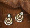 VeroniQ Trends-Green Meenakari Kundan Jadau Gold Plated Earrings Pachi Kundan-Gold Plated-Wedding Jewellery-Punjabi Jewellery-South Indian-Thappa Jewellery