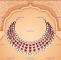 VeroniQ Trends-Royal Ruby And Polki Silver Choker Necklace 92.5 Silver Moissanite Diamond Polki-Gold Plated-Wedding Jewellery-Punjabi Jewellery-South Indian-Thappa Jewellery