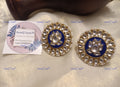 VeroniQ Trends-Blue Meenakari Pachi Kundan Gold Plated Earrings Pachi Kundan-Gold Plated-Wedding Jewellery-Punjabi Jewellery-South Indian-Thappa Jewellery