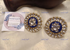 VeroniQ Trends-Blue Meenakari Pachi Kundan Gold Plated Earrings Pachi Kundan-Gold Plated-Wedding Jewelry-Punjabi Jewelry-South Indian-Thappa Jewelry