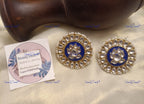 VeroniQ Trends-Blue Meenakari Pachi Kundan Gold Plated Earrings Pachi Kundan-Gold Plated-Wedding Jewelry-Punjabi Jewelry-South Indian-Thappa Jewelry