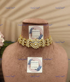 VeroniQ Trends-Rajwadi Floral Style Pachi Kundan Gold Plated Choker Necklace Pachi Kundan-Gold Plated-Wedding Jewelry-Punjabi Jewelry-South Indian-Thappa Jewelry