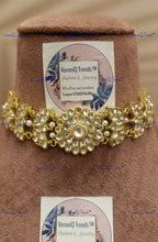 VeroniQ Trends-Rajwadi Floral Style Pachi Kundan Gold Plated Choker Necklace Pachi Kundan-Gold Plated-Wedding Jewelry-Punjabi Jewelry-South Indian-Thappa Jewelry