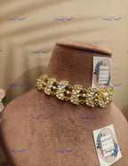 VeroniQ Trends-Rajwadi Floral Style Pachi Kundan Gold Plated Choker Necklace Pachi Kundan-Gold Plated-Wedding Jewelry-Punjabi Jewelry-South Indian-Thappa Jewelry
