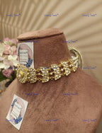VeroniQ Trends-Rajwadi Floral Style Pachi Kundan Gold Plated Choker Necklace Pachi Kundan-Gold Plated-Wedding Jewelry-Punjabi Jewelry-South Indian-Thappa Jewelry