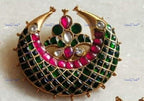 VeroniQ Trends-Designer South Indian Gold Plated Chand Pendant Pachi Kundan-Gold Plated-Wedding Jewelry-Punjabi Jewelry-South Indian-Thappa Jewelry
