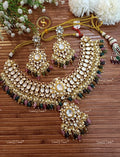VeroniQ Trends-Traditional Multicolor Gold Pated Kundan Jadau Necklace Pachi Kundan-Gold Plated-Wedding Jewellery-Punjabi Jewellery-South Indian-Thappa Jewellery