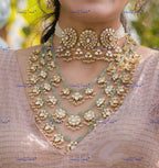 VeroniQ Trends-Multi-Line Gold Plated Pachi Kundan Long Necklace Pachi Kundan-Gold Plated-Wedding Jewelry-Punjabi Jewelry-South Indian-Thappa Jewelry