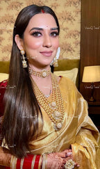 VeroniQ Trends-Multi-Line Gold Pated Pachi Kundan Necklace Pachi Kundan-Gold Plated-Wedding Jewelry-Punjabi Jewelry-South Indian-Thappa Jewelry