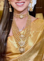 VeroniQ Trends-Multi-Line Gold Pated Pachi Kundan Necklace Pachi Kundan-Gold Plated-Wedding Jewelry-Punjabi Jewelry-South Indian-Thappa Jewelry