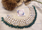 VeroniQ Trends-Traditional Gold Pated Heavy Kundan Jadau Choker Necklace With Green Beads Kundan-Gold Plated-Wedding Jewelry-Punjabi Jewelry-South Indian-Thappa Jewelry